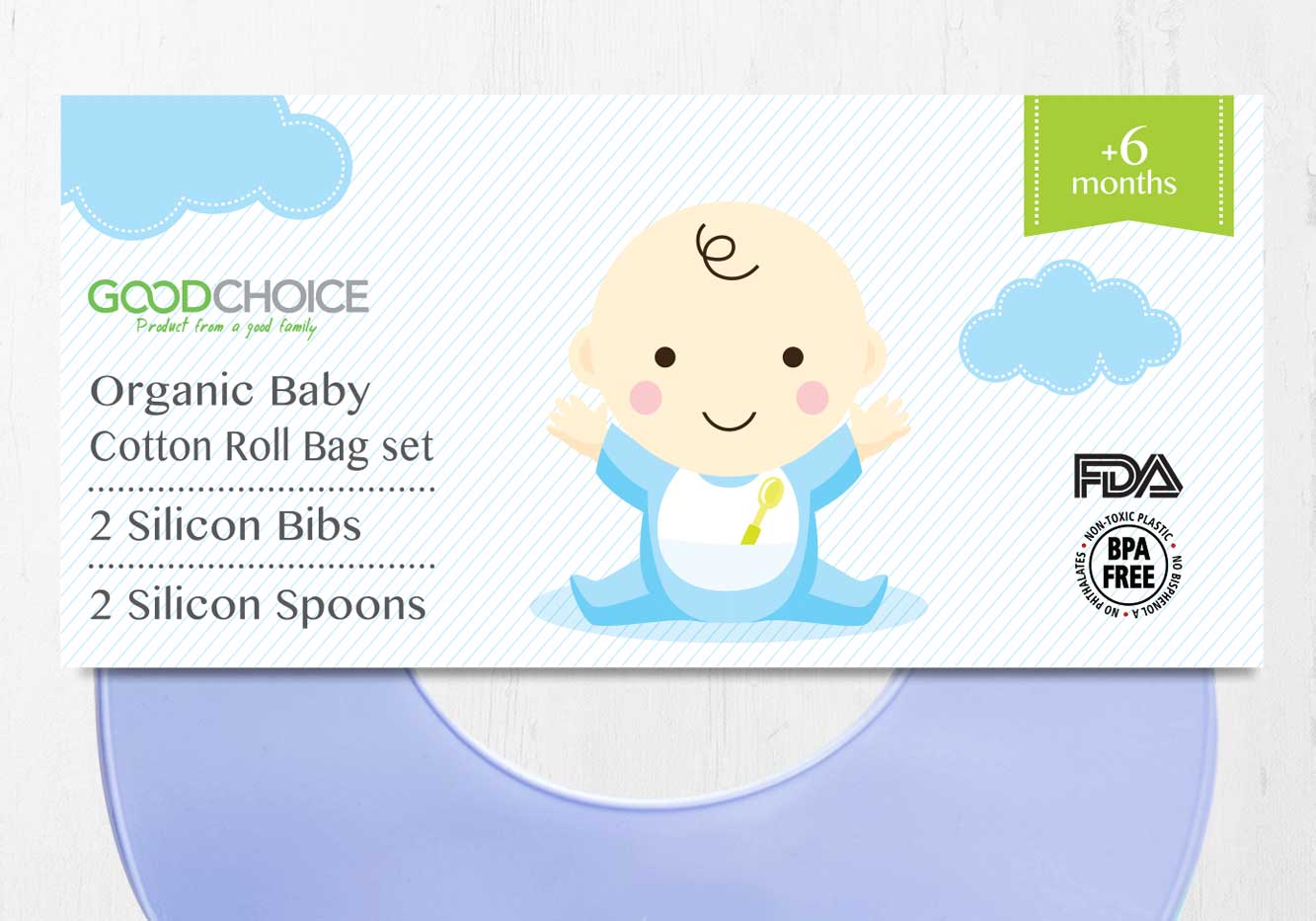 עיצוב אריזת מוצר Goodchoice לסינר תינוק